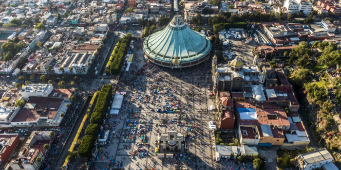 Vista aérea de la Basílica de Guadalupe el día 11 de diciembre 2022. La peregrinación a la Basílica de Guadalupe romperá un récord de asistencia este año, luego de las restricciones a consecuencia de la pandemia.