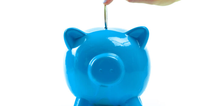 Blue piggy bank or money box